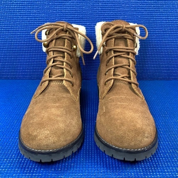 SKECHERS FAUX FUR UPPER Women`s Size 7 Brown Hiking Boots SN48773 - Picture 2 of 9